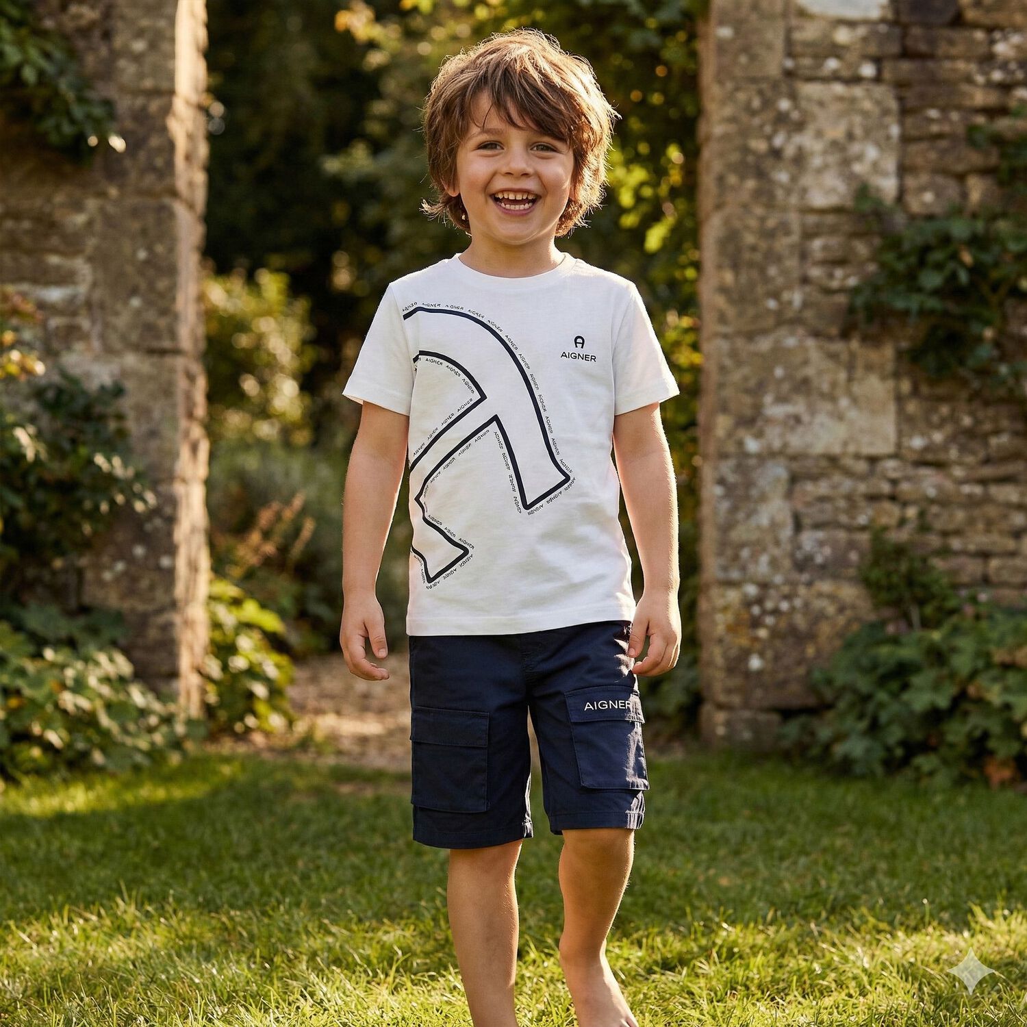 شورتات للأولاد باللون الكحلي بشعار, 3, hi-res