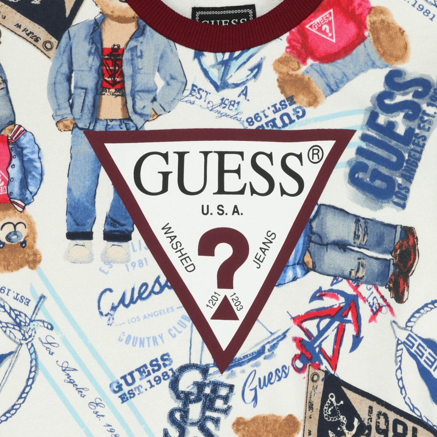 سويت شيرت اولاد بالشعار باللون الابيض , 1, hi-res