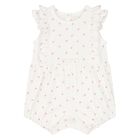 Baby Girls White & Pink Logo Romper, 1, hi-res
