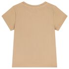 تيشيرت بنات بالشعار باللون البيج , 3, hi-res