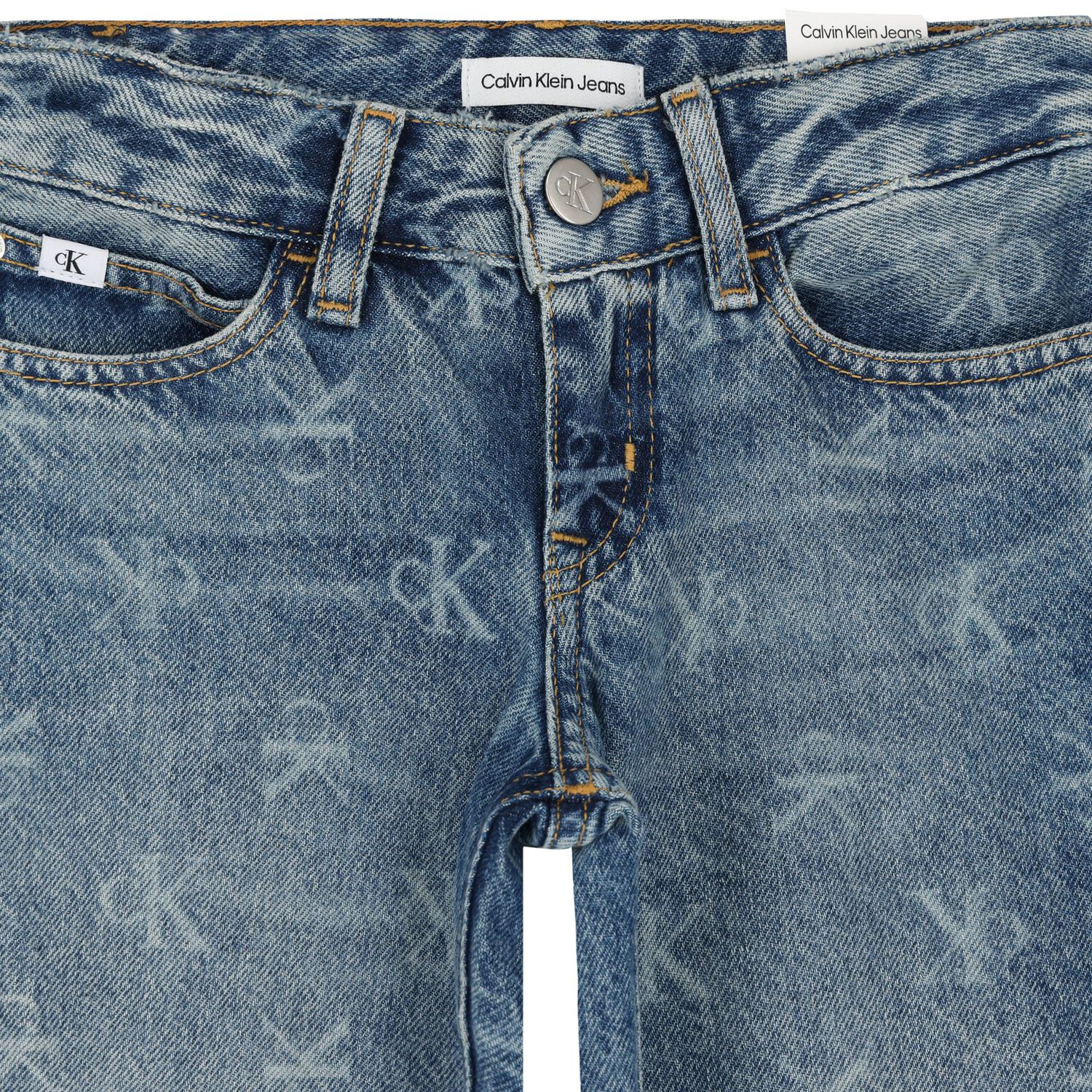 Girls Blue Logo Denim Jeans, 1, hi-res
