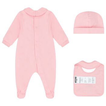 Baby Girls Pink Teddy Bear Logo Babygrow Gift Set