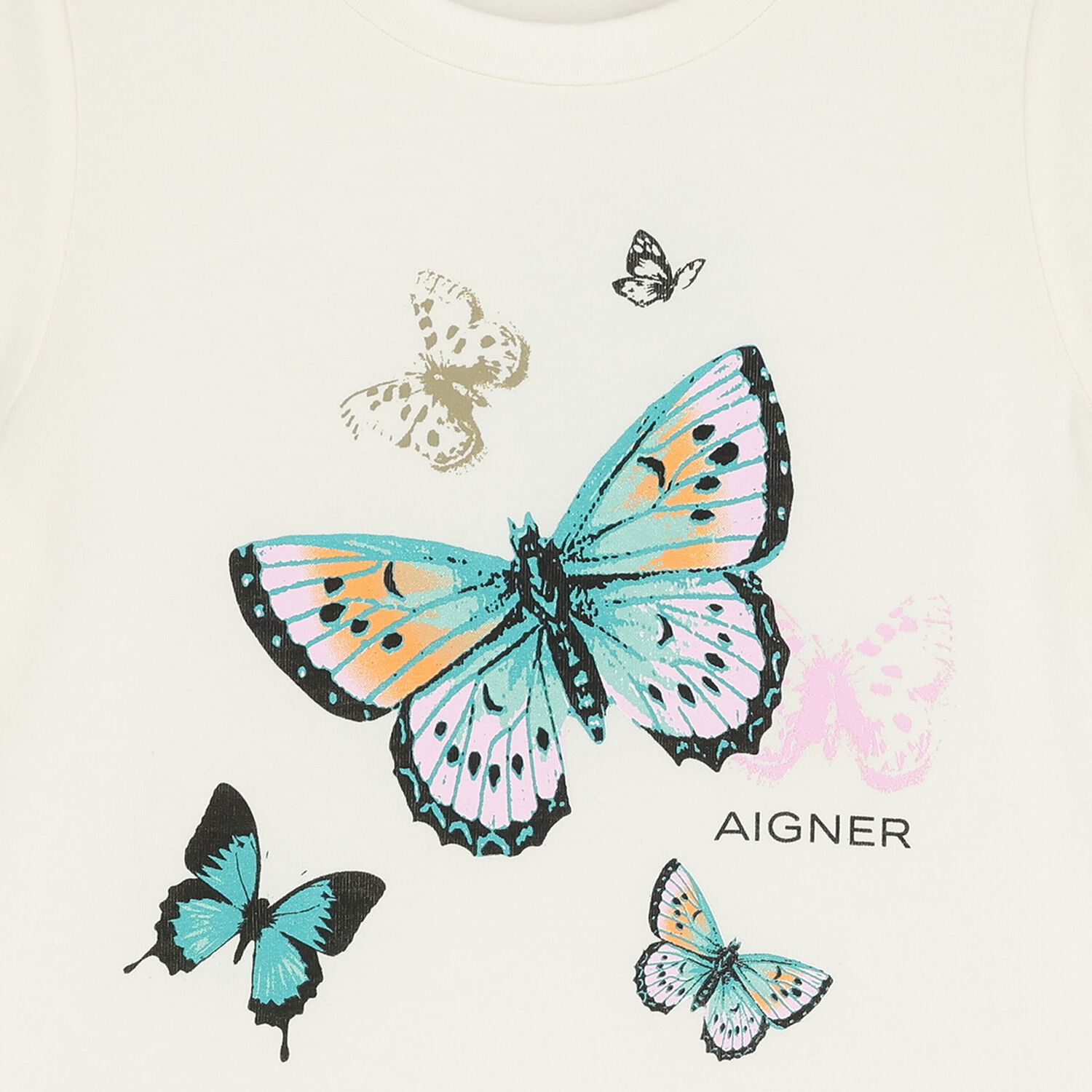 Girls Ivory Butterflies Logo Dress, 1, hi-res