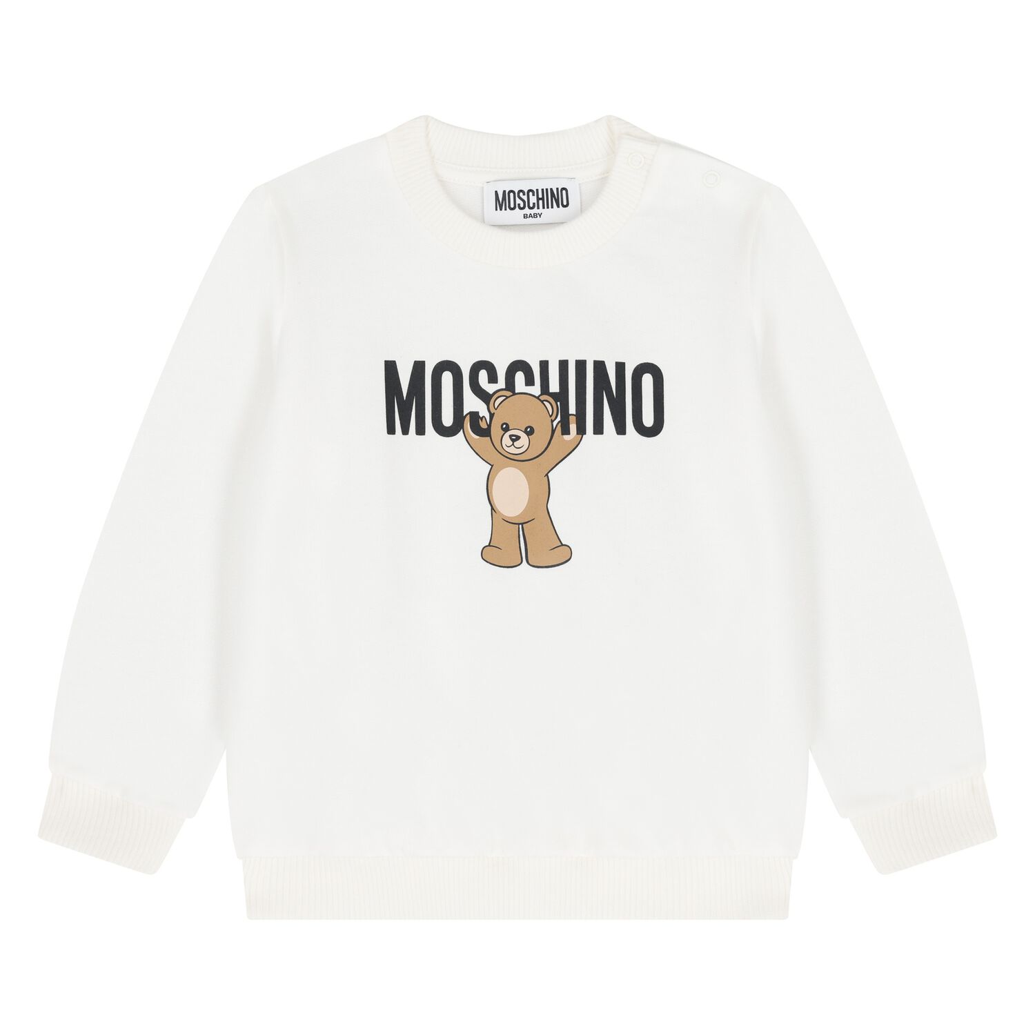 Younger White Teddy Bear Logo Sweatshirt, 1, hi-res