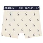 Boys Ivory, Blue & Navy Blue Logo Boxer Shorts ( 3-Pack ), 2, hi-res