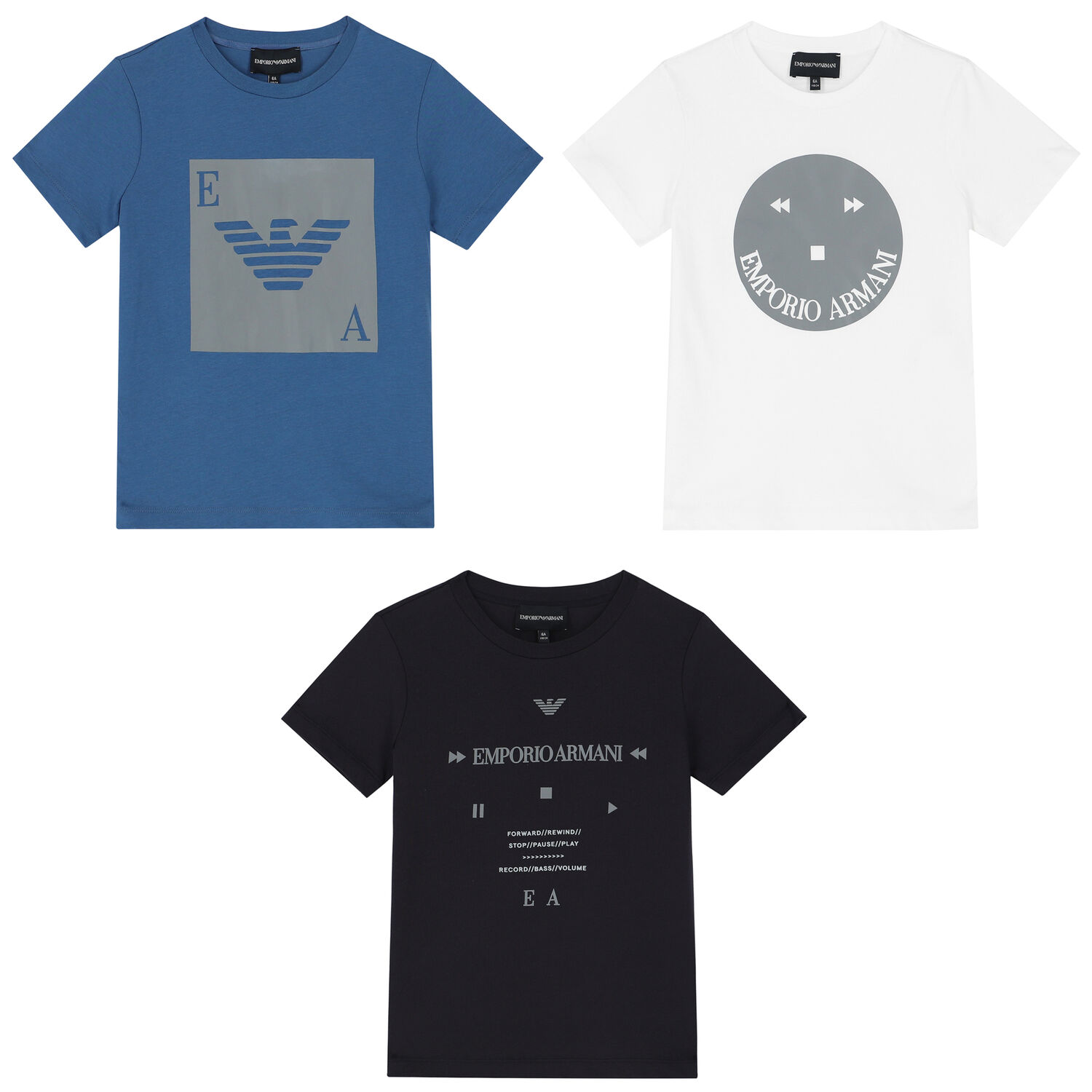 Boys White, Black & Blue Logo T-Shirts ( 3-Pack ), 1, hi-res