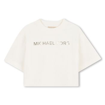 MICHAEL KORS Girls White & Gold Logo T-Shirt, 1 Girls White & Gold Logo T-Shirt