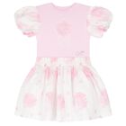 Girls Pink & White Floral Print Dress, 1, hi-res