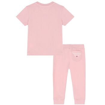 Baby Girls Pink Logo Trousers Set
