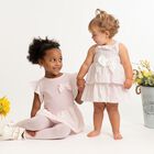 Baby Girls White & Pink Striped Dress Set, 1, hi-res