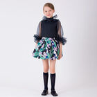 Girls Navy Blue & Green Floral Skirt Set, 1, hi-res