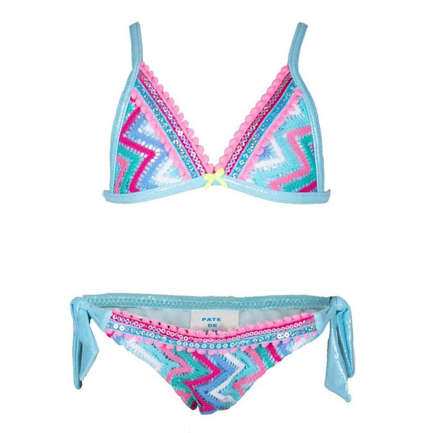 طقم بيكيني كروشية أزرق للبنات, 1, hi-res