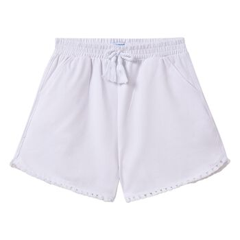 Girls White Fringe Shorts