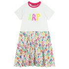 Girls White & Pink Logo Dress, 1, hi-res