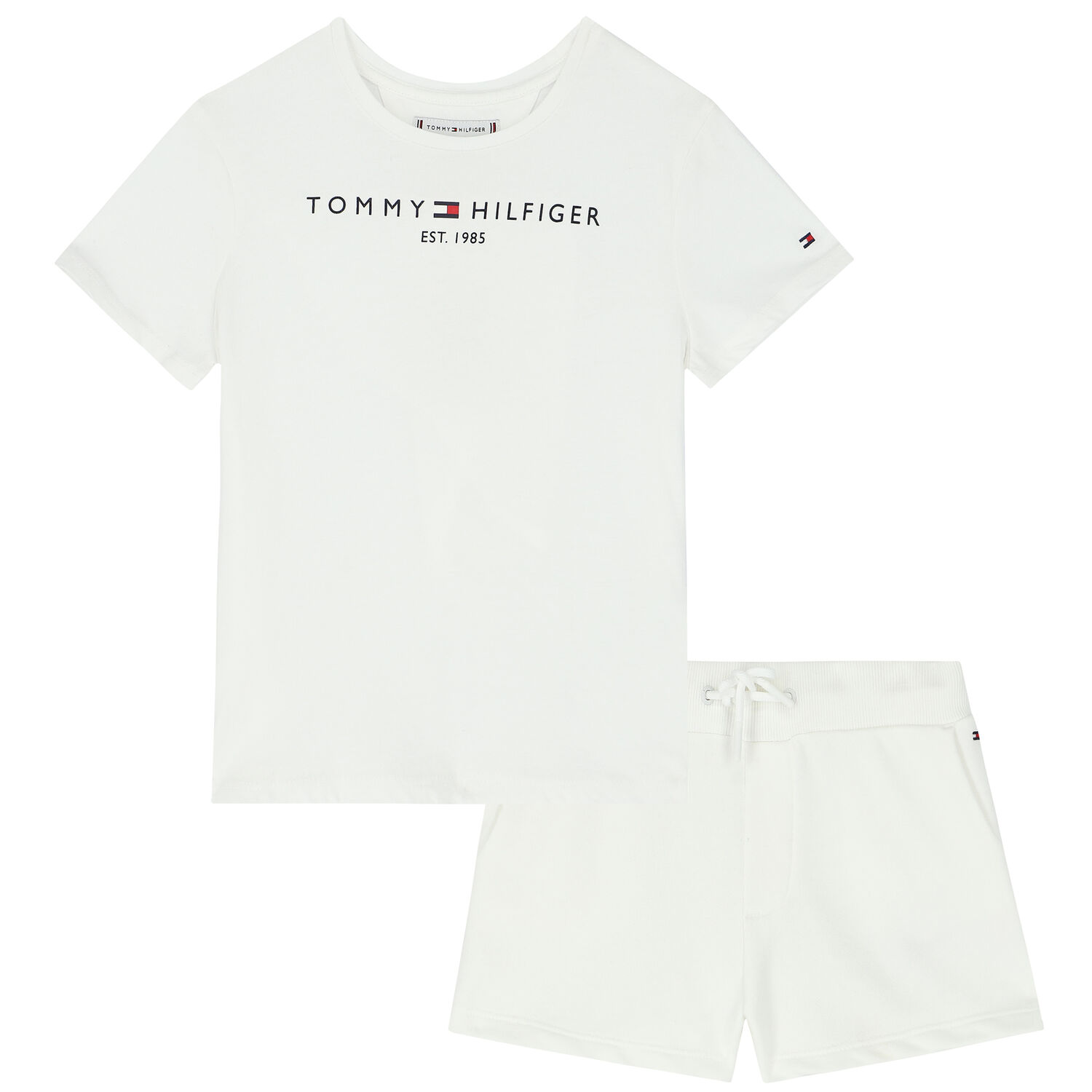 Girls White Logo Short Set, 3, hi-res image number null