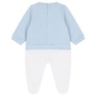 Baby Boys Blue & White Logo Babygrow, 1, hi-res