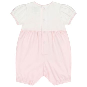 رومبير للبنات مزين بالزهور باللون الأبيض والوردي 