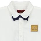 Younger Boys White & Navy Blue Logo Shirt, 2, hi-res