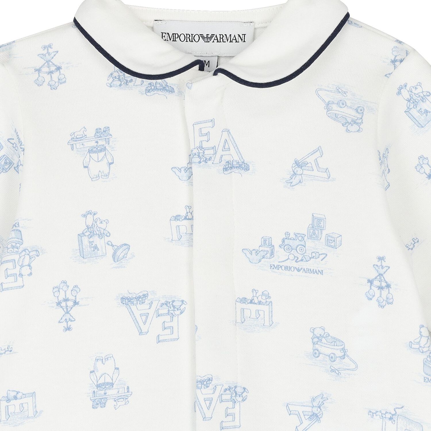 Baby Boys Ivory & Blue Logo Babygrow, 1, hi-res