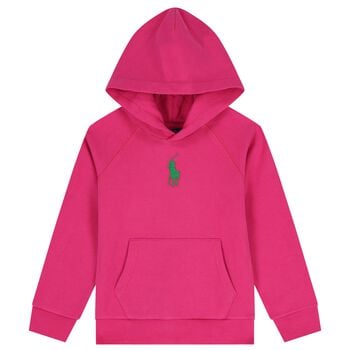 بلوزة بغطاء رأس للبنات تحمل شعار العلامة باللون الوردي