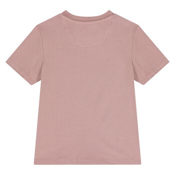 تي شيرت بنات بالشعار باللون الوردي