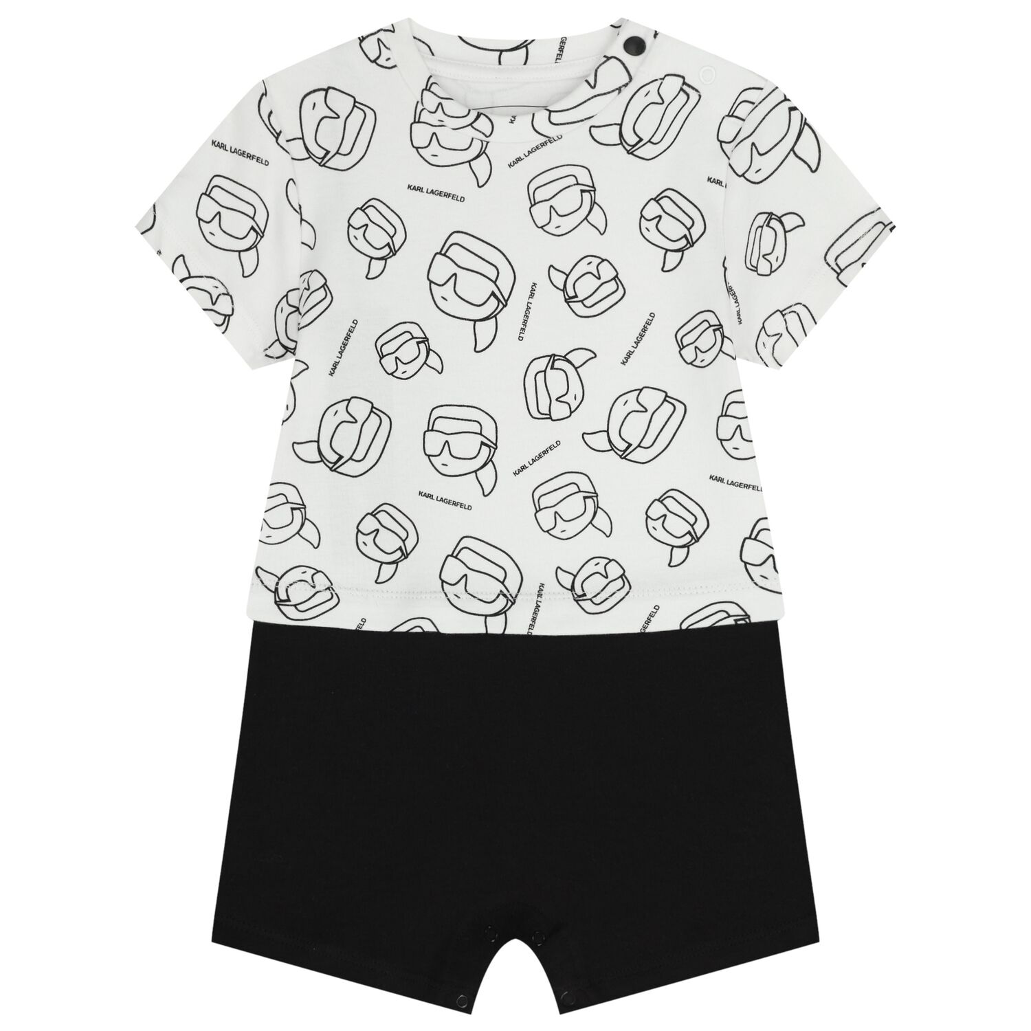 Baby Boys White & Black Ikonik Romper, 1, hi-res