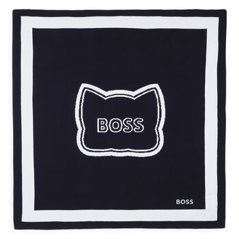 Baby Boys Navy Blue & Blue Logo Blanket