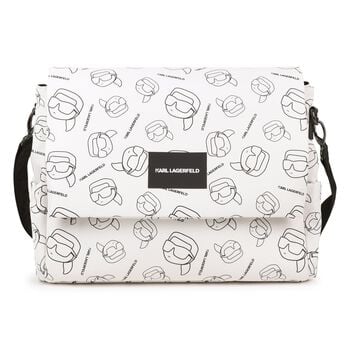 White Ikonik Karl Logo Changing Bag