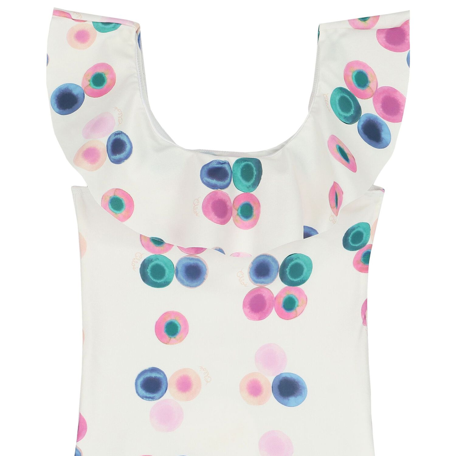 مايوه بنات مكشكش باللون الأبيض, 1, hi-res