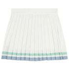 Girls White Logo Pleated Skirt, 1, hi-res