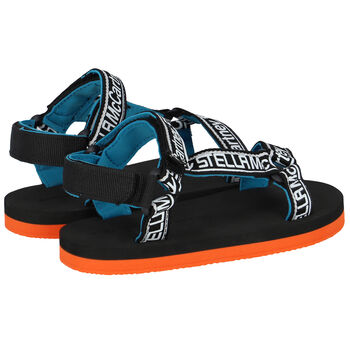 Boys Black & Orange Logo Sandals