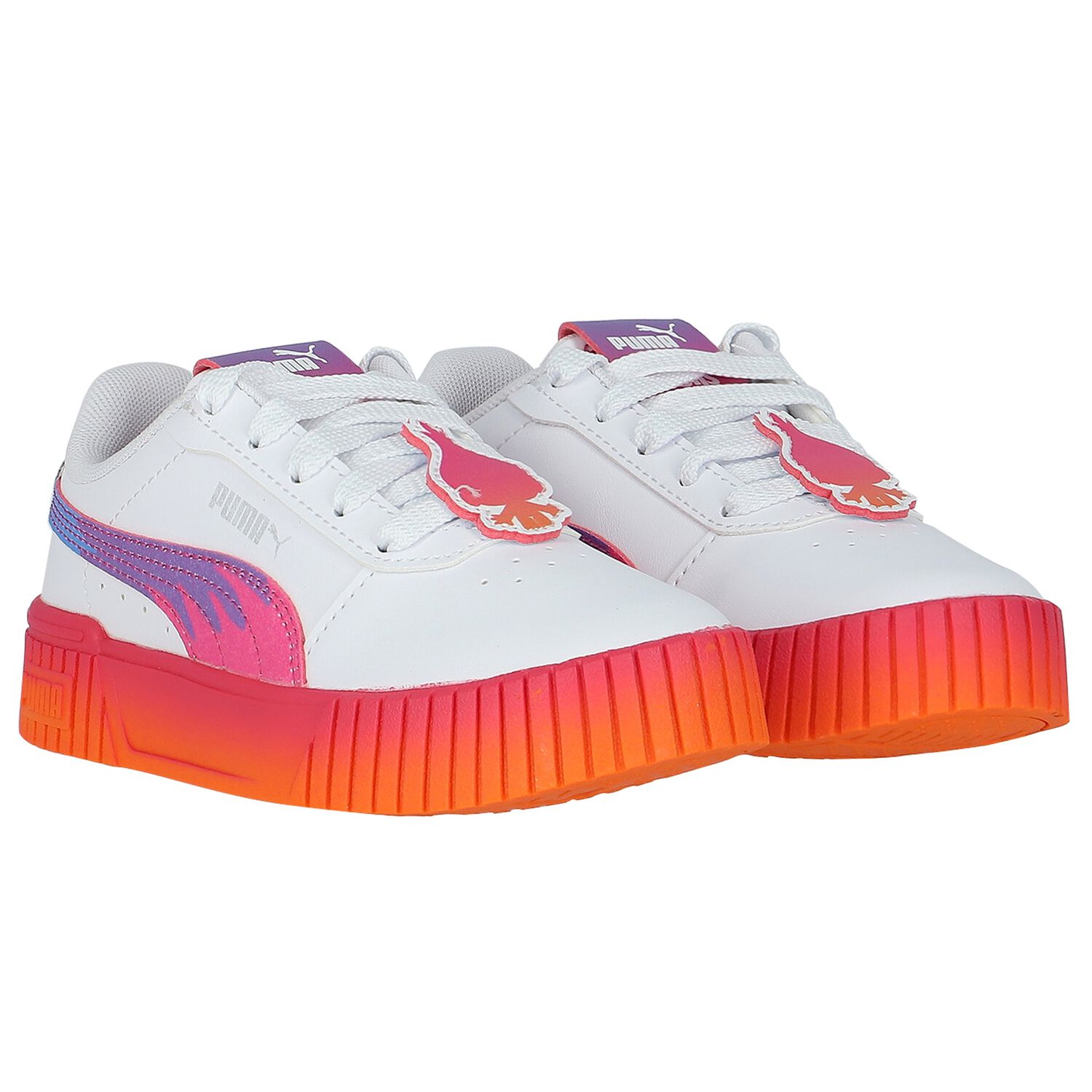 Girls White Carina Trolls Trainers, 1, hi-res image number null