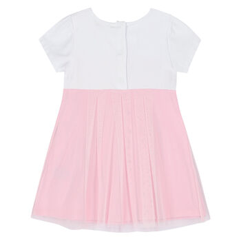 Younger Girls White & Pink Tulle Dress