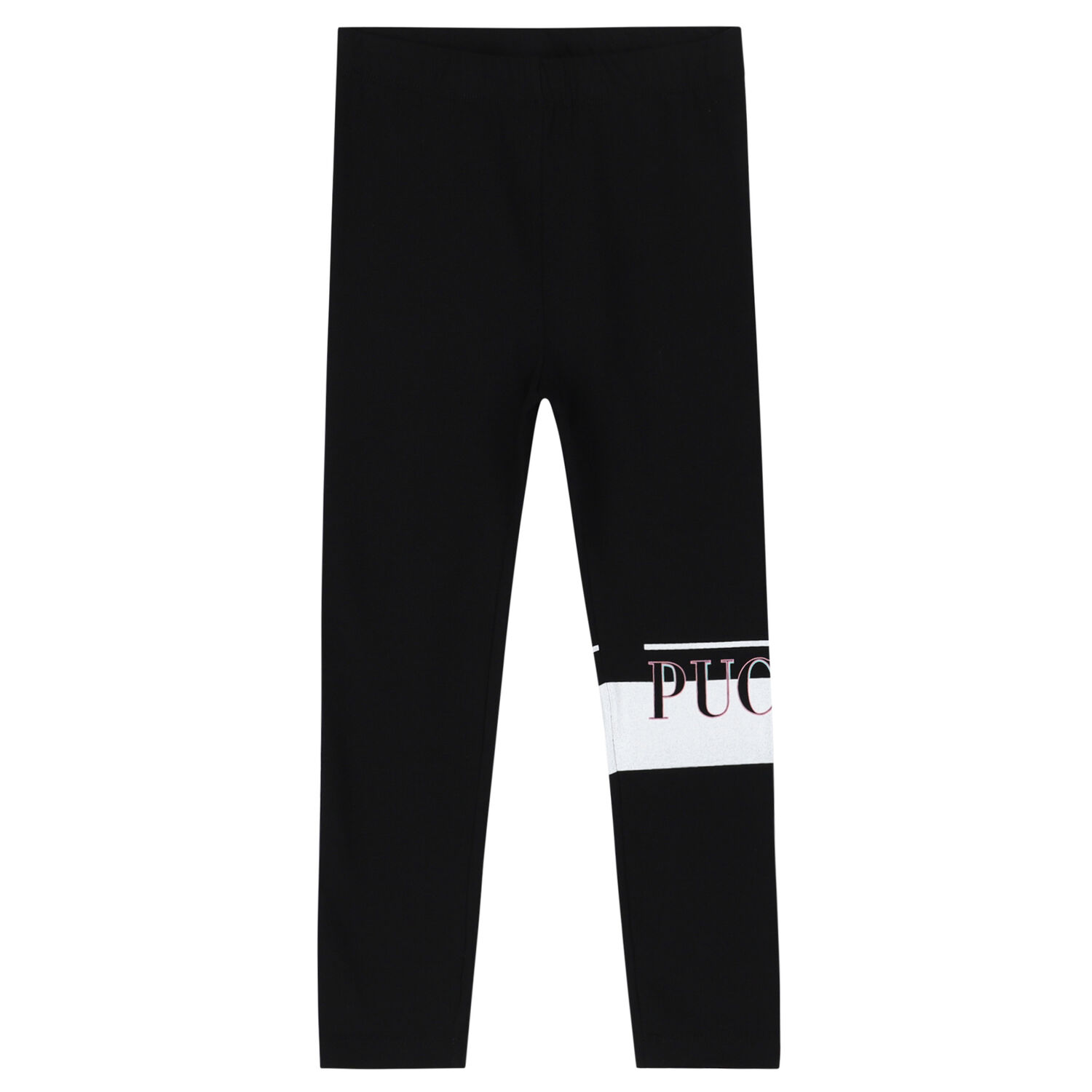 Girls Black Logo Leggings, 1, hi-res