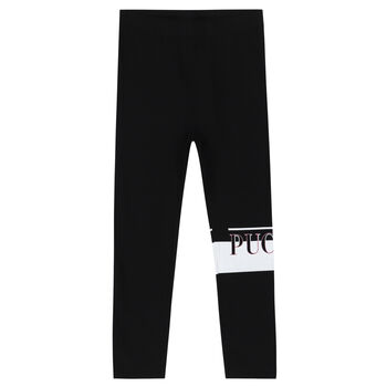 Girls Black Logo Leggings