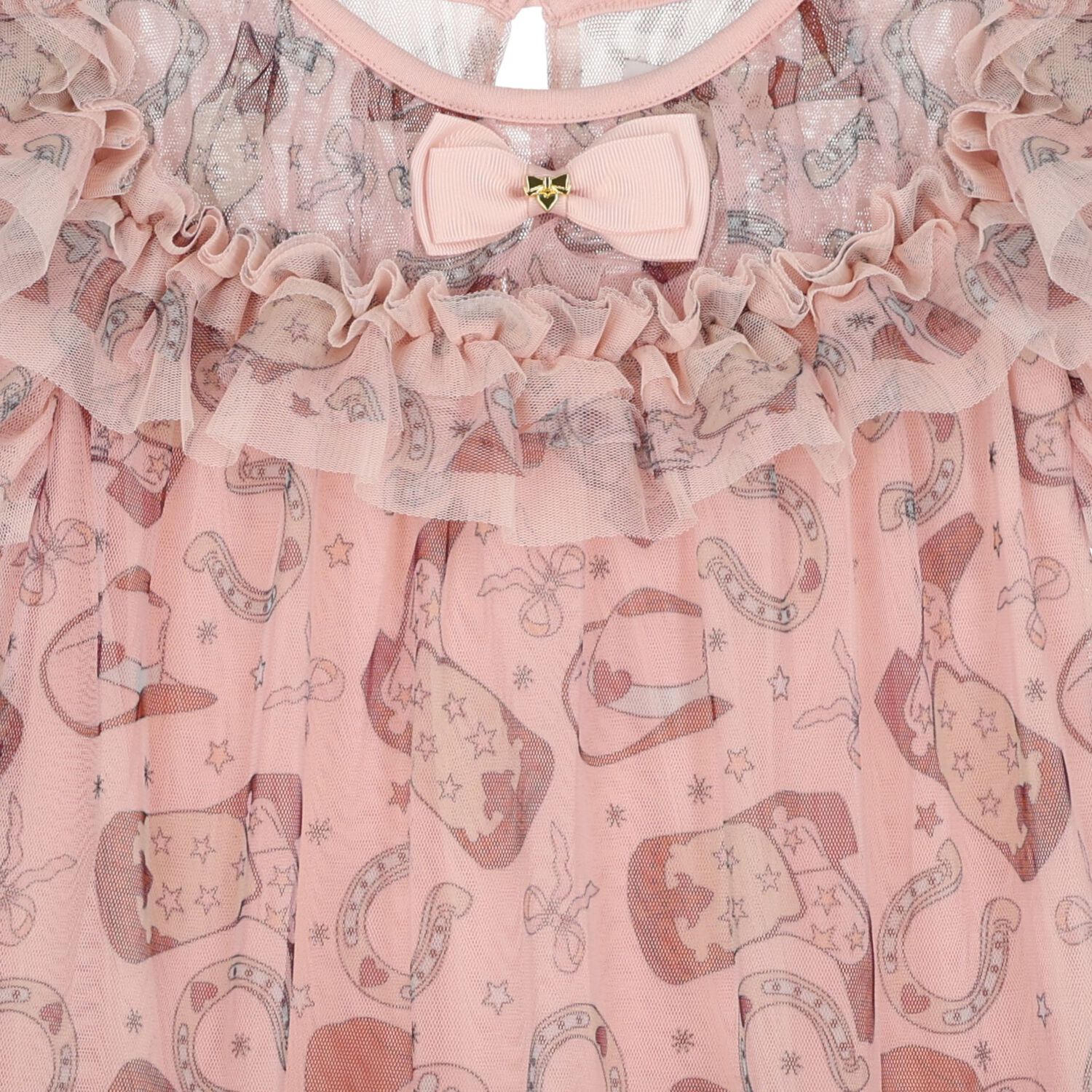 فستان تول باللون  وردي مع فيونكة للبنات, 2, hi-res