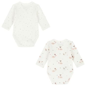 Baby Girls Ivory & Beige Balloon Bodysuits ( 2-Pack )