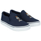 Boys Navy Polo Bear Trainers, 1, hi-res