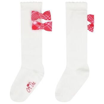 Girls White Bows Socks