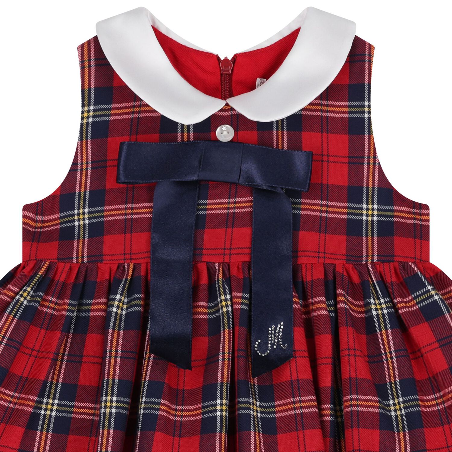 Younger Girls Red & Navy Blue Tartan Dress, 1, hi-res