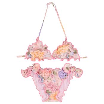 Girls Pink Floral Bikini
