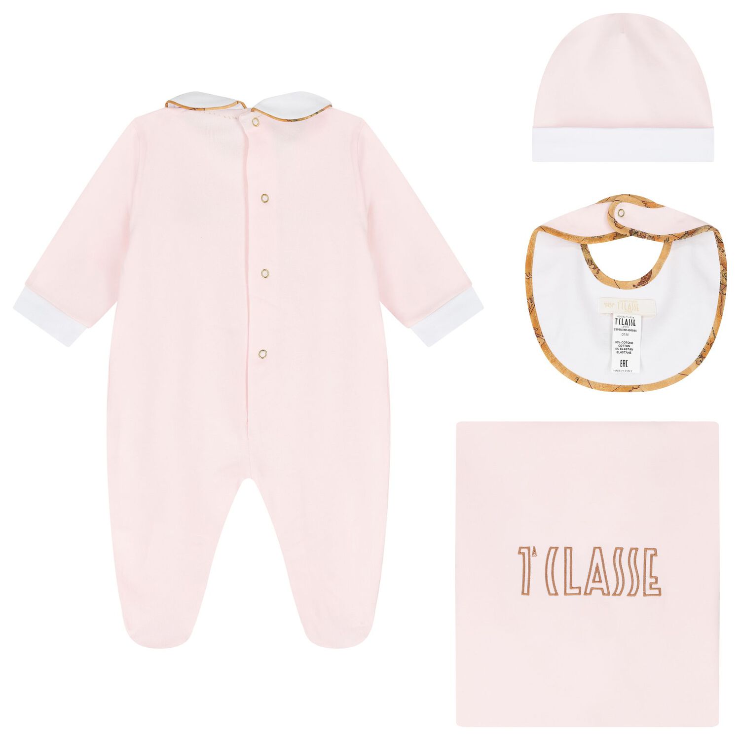 طقم هدية مدس للبنات بطبعة الخريطة باللون الأبيض و الوردى, 1, hi-res