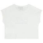 طقم شورت أبيض وأسود بشعار للبنات, 3, hi-res