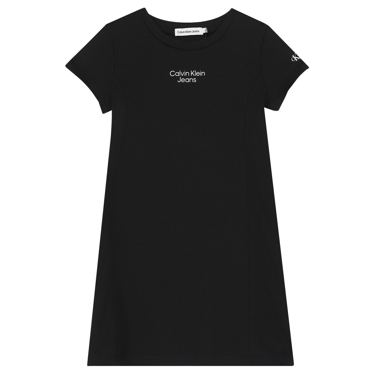Girls Black Logo Dress, 2, hi-res