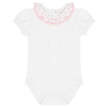 Baby Girls White & Pink Bodysuit