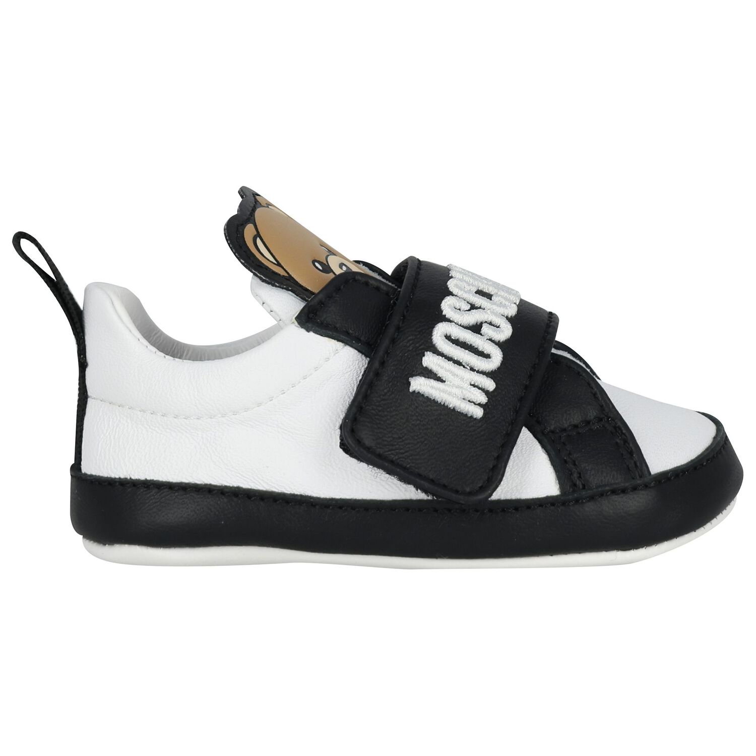 Baby Boys Black & White Teddy Bear Pre Walker Shoes, 1, hi-res