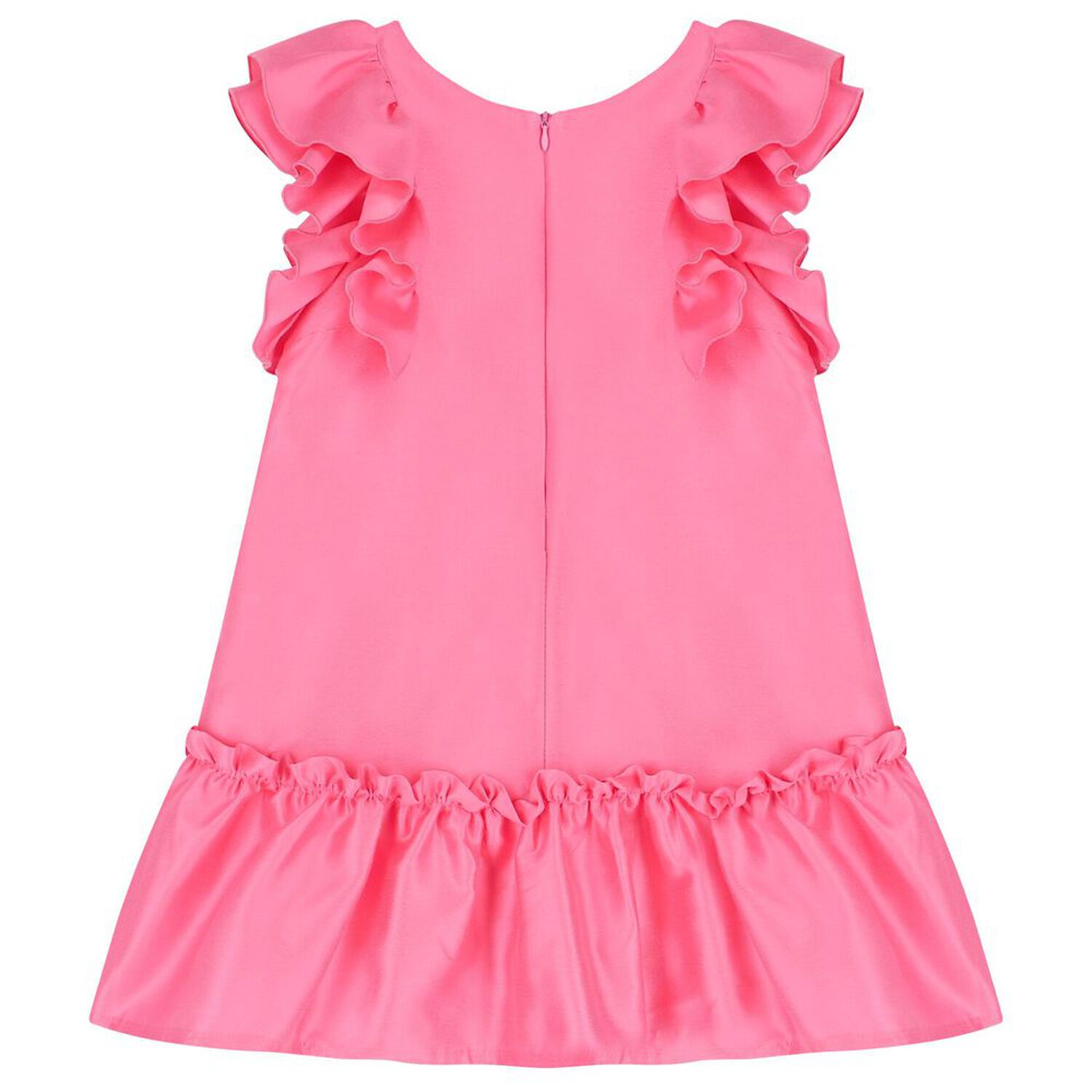 فستان بنات مكشكش باللون الوردي, 1, hi-res image number null