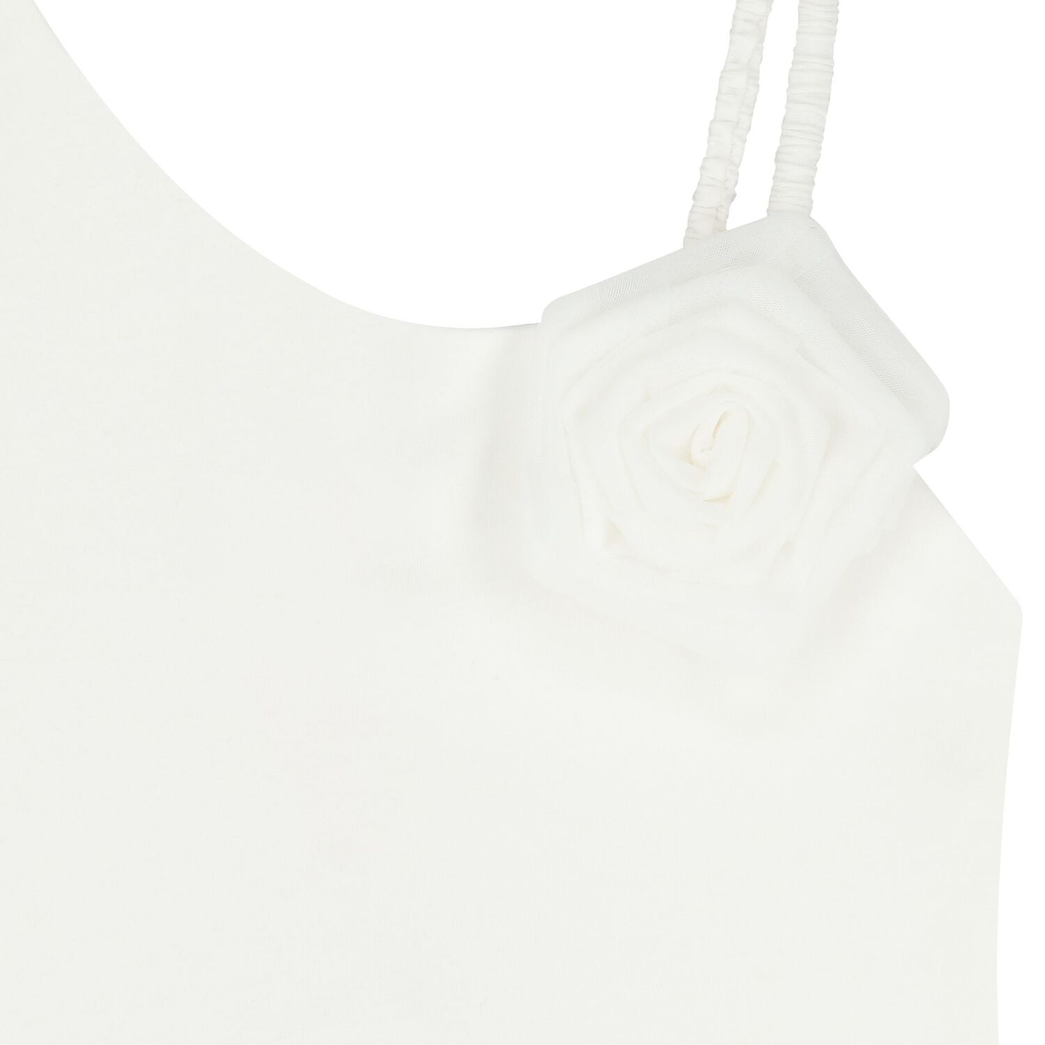 Girls White Rose Applique Top, 1, hi-res