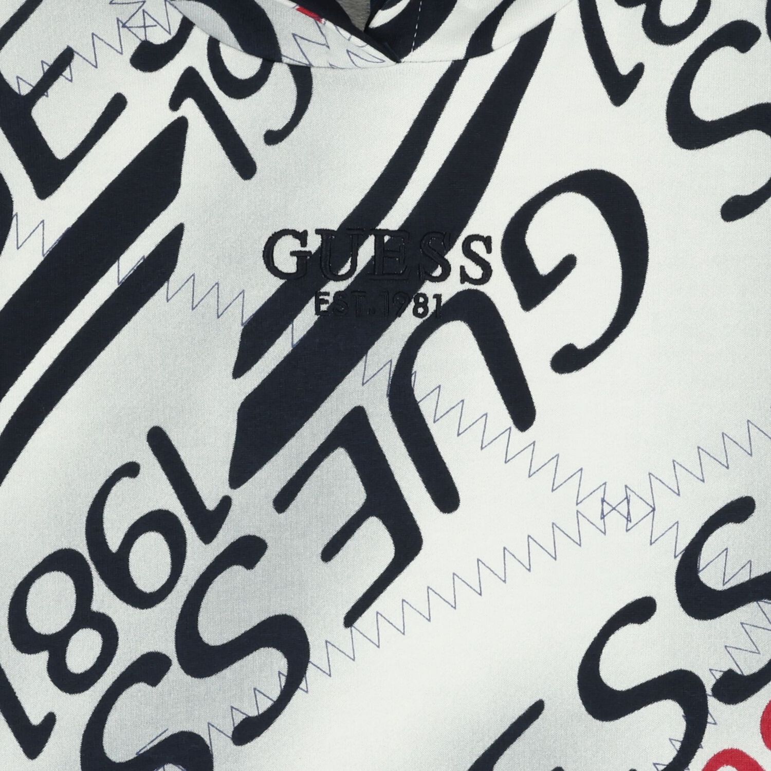 Boys White & Navy Blue Logo Hooded Top, 1, hi-res