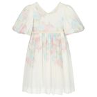 Girls Pink Floral Chiffon Dress, 1, hi-res